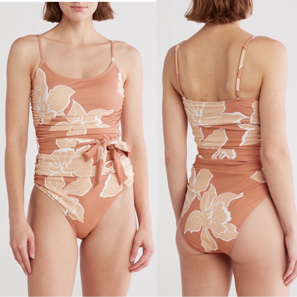HUTCH Women’s Size XS Hazel Floral Print‎ Zenna Tie Waist One-Piece Swimsuit